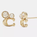 Coach Outlet Signature Crystal Cluster Stud Earrings in Gold