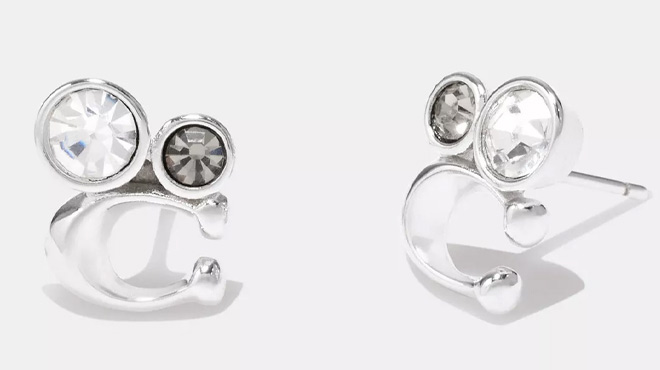 Coach Outlet Signature Crystal Cluster Stud Earrings in Silver