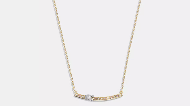 Coach Outlet Signature Pave Bar Necklace