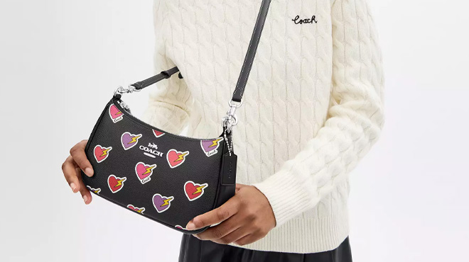 Coach Outlet Teri Shoulder Bag With Heart Bolt Print