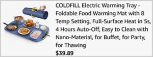 Coldfill Electric Warming Tray Screenshot