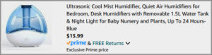 Cool Mist Humidifier Checkout Screen