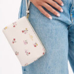 Corner Zip Wristlet With Heart Print