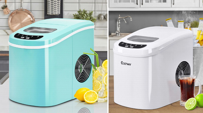 Costway Red Portable Compact Electric Ice Maker Machines