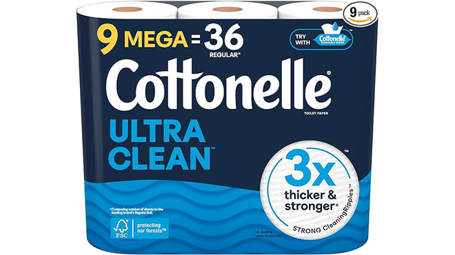 Cottonelle Ultra Clean Toilet Paper 9 Mega Rolls