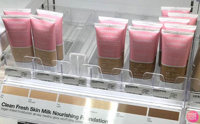 Covergirl Clean Fresh Skin Milk Foundations on a Product Shelf