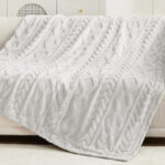 Cozy Bliss Faux Fur Throw Blanket in Beige Color