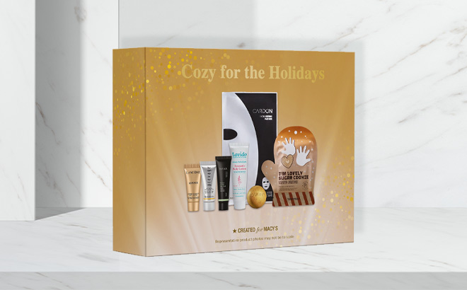 Cozy For The Holidays Skincare Set on the Table