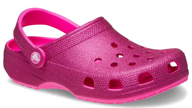 Crocs Classic Glitter Clog in Pink Crush