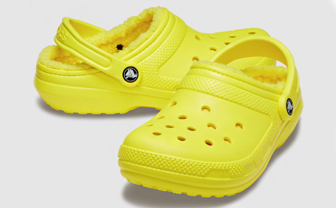 Crocs Classic Lined Clogs in Cyber Yellow Color