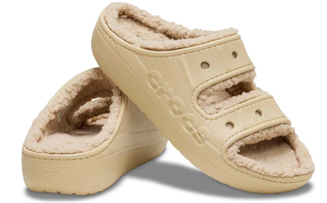 Crocs Unisex Baya Cozzzy Sandals in Chai Color