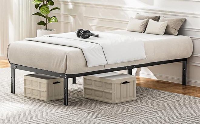 DUMOS Twin Size Metal Platform Bed Frame