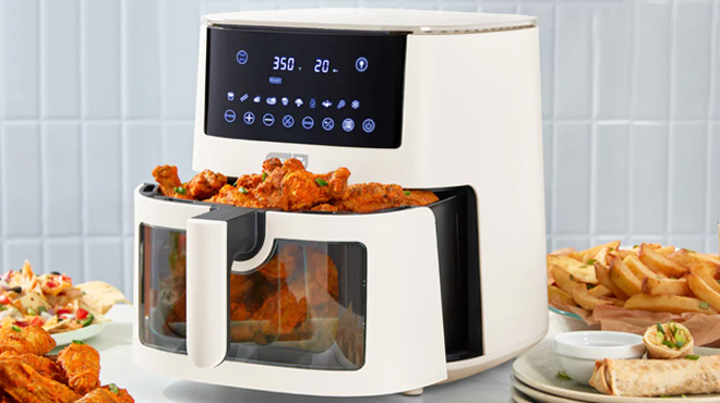 Dash 7 Quart Clear View Digital Air Fryer in Cream