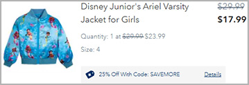 Disney Girls Ariel Varsity Jacket Screenshot