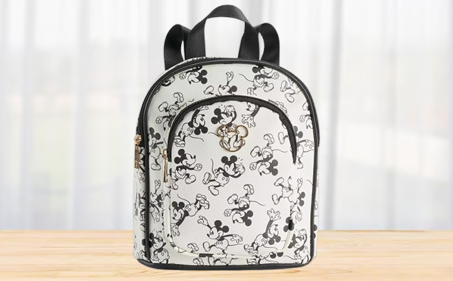 Disney Mickey Mouse Print Mini Backpack on a Table