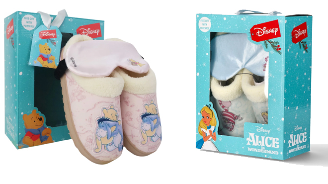 Disney Womens Slippers Sleep Mask Gift Set