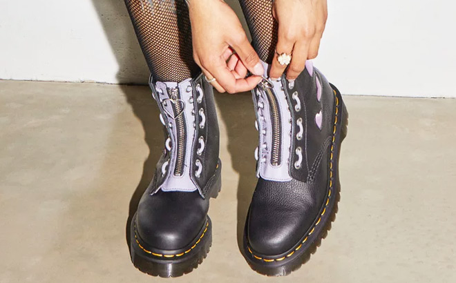 Dr Martens Zip Heart Virginia Satin Lux Lace Up Boots