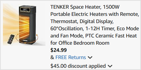 Electric Space Heater Checkout