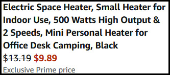 Electric Space Heater Order Summary