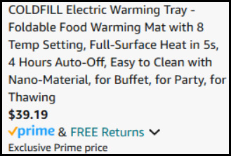 Electric Warming Tray Checkout