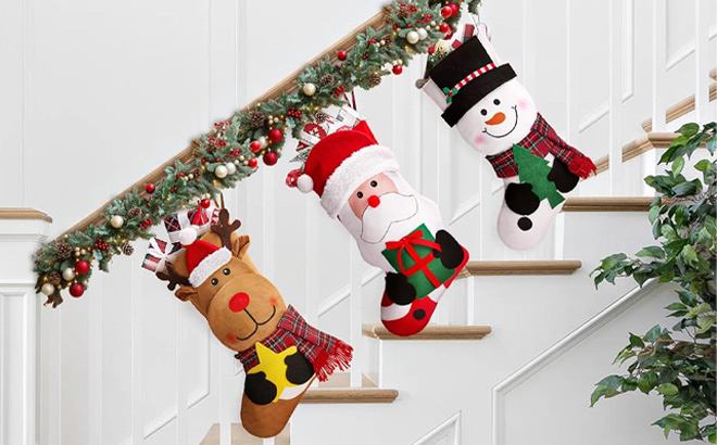 Ever Merry Christmas Stockings on the Stairs Fense