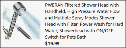 Filtered Shower Head with Handheld Checkout