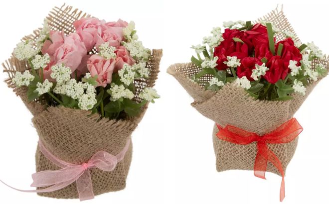 Flowers In Burlap Pot