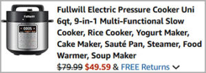 Fullwill 6 Quart Multi Functional Slow Cooker Screenshnot