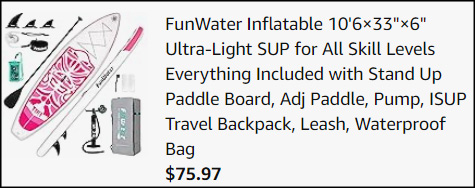 FunWater Inflatable Stand Up Paddle Board Checkout