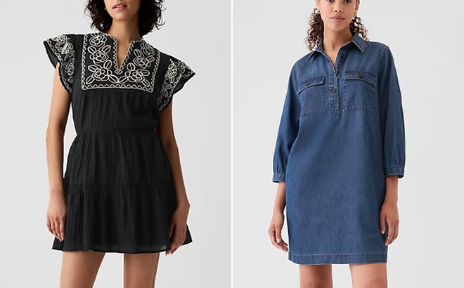 GAP Crinkle Gauze Embroidered Mini Dress