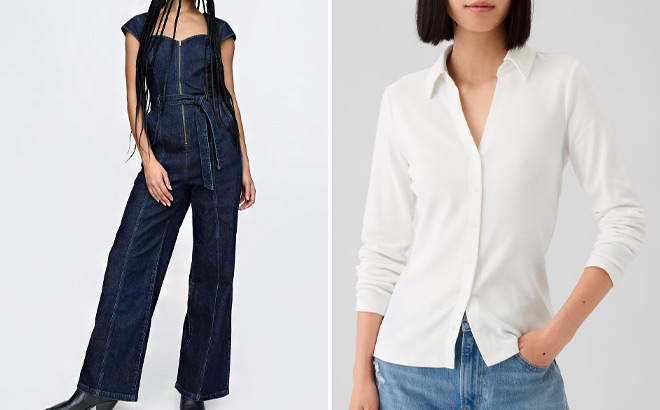 GAP Denim Jumpsuit and GAP Modern Button Down Shirt