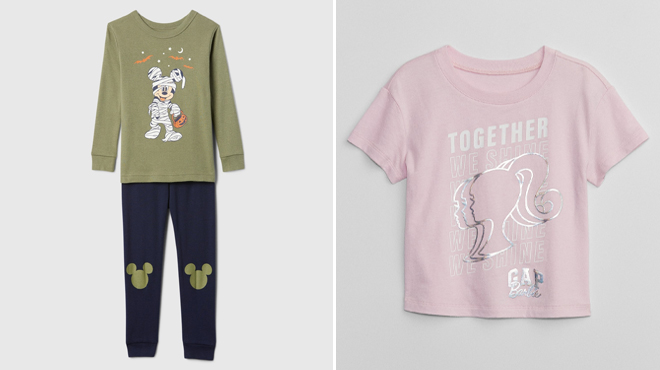 GAP Disney Mickey Mouse Mummy Cotton PJ Set and GAP Barbie Logo T Shirt