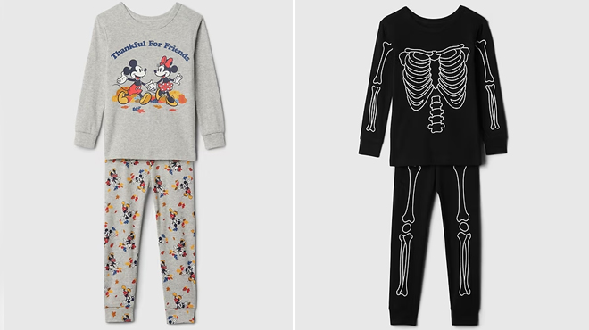 GAP Disney Thanksgiving PJ Set and GAP Kids Skeleton PJ Set