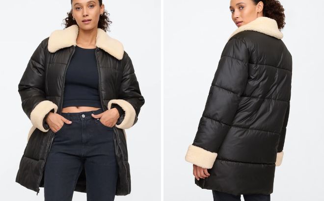 GAP Factory Relaxed ColdControl Long Sherpa Puffer Coat