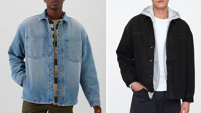 GAP Factory Relaxed Denim Sherpa Lined Shirt Jacket