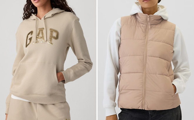 GAP Factory Womens Gap Logo Hoodie and Puffer Vest