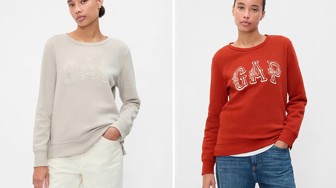 GAP Factory Womens SRelaxed Western Gap Logo Sweatshirt