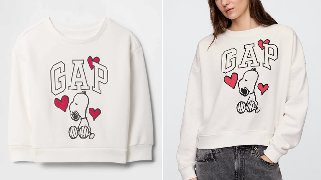 GAP Factory babyGap Peanuts Relaxed Logo Sweatshirt and GAP Factory Peanuts Relaxed Gap Logo Sweatshirt