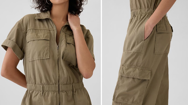 GAP Khaki Utility Jumpsuit