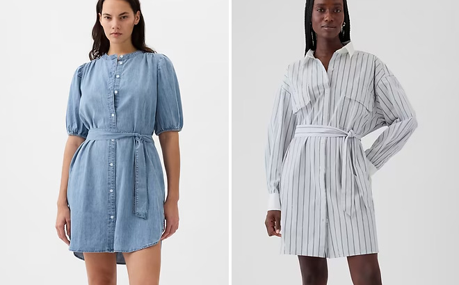 GAP Puff Sleeve Denim Mini Dresses