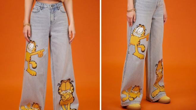 Garfield Poses Wide Leg Denim Pants