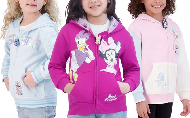 Girls Character Hoodies in 3 Styles