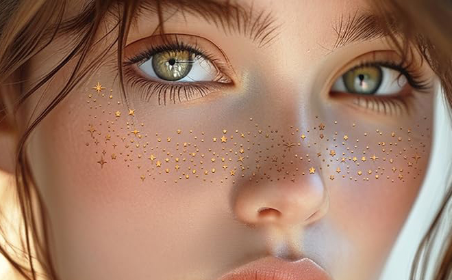 Glitter Freckles on a Persons Face