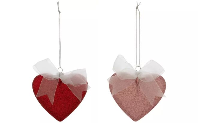 Glitter Heart Ornaments