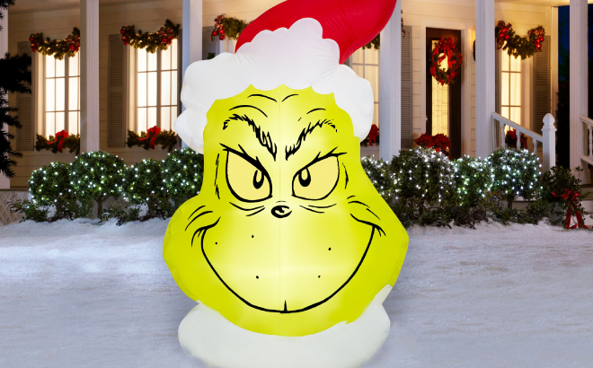 Grinch 10 5 Foot LED Grinch Head Christmas Inflatable