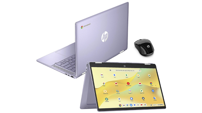 HP 14 Inch Touch 2 in 1 Chromebook in Lilac Lavender Color