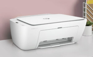 HP DeskJet 2734e Wireless Inkjet Printer on a Table