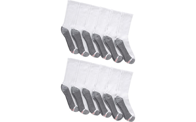 Hanes Mens Max Cushioned Crew Socks 12 Pairs