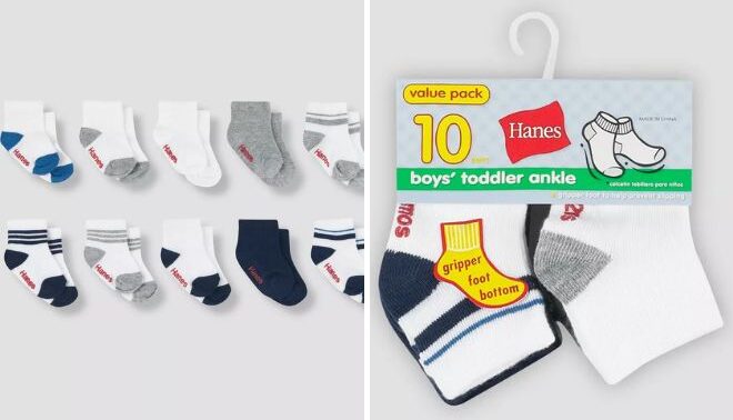 Hanes Toddler Boys 10 Pack Athletic Socks