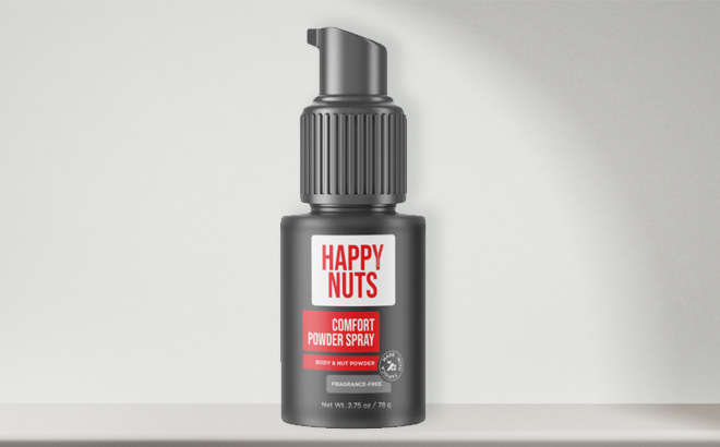 Happy Nuts Comfort Powder Spray on the Table